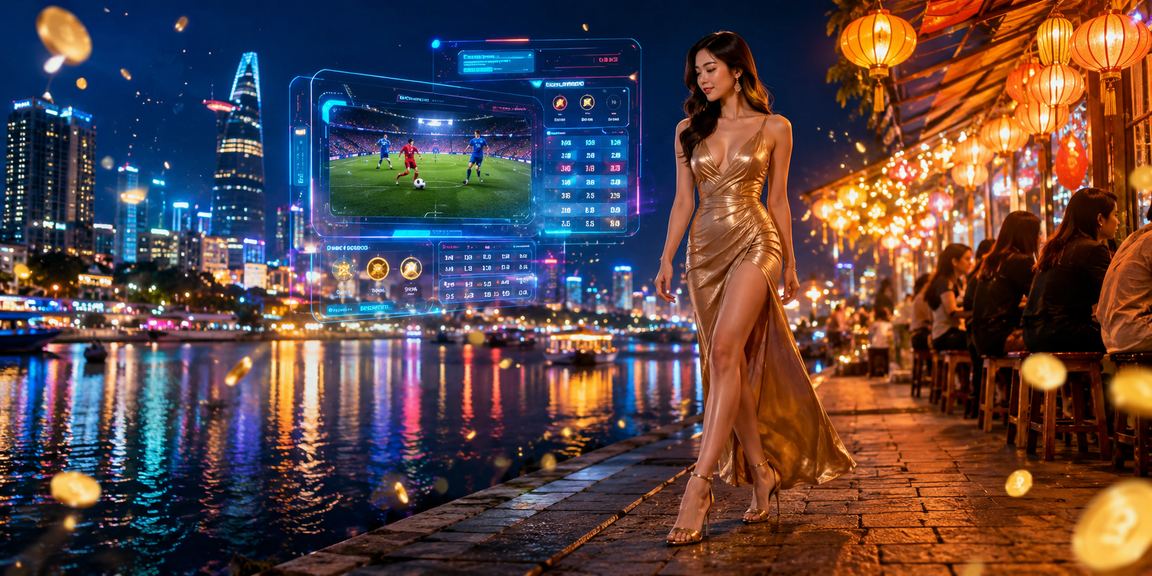 Cảnh đặt cược casino trực tuyến về đêm tại khu chợ đêm TP.HCM với không khí sôi động